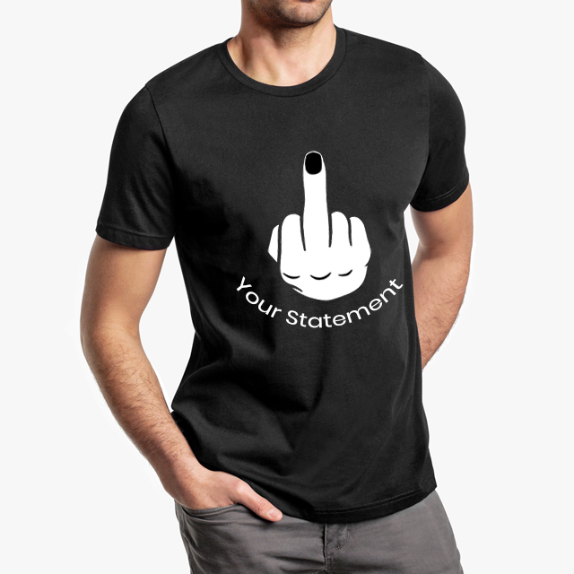 CUSTOMIZE YOUR OWN Flip Off Middle Finger Black Unisex T-Shirt