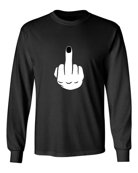 Flip Off Middle Finger Black Unisex Long Sleeve T-Shirt