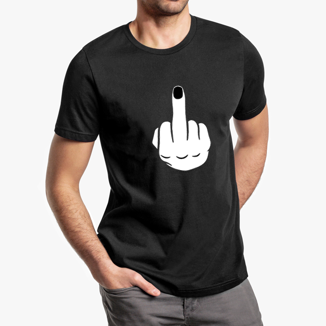 Flip Off Middle Finger Black Unisex T-Shirt